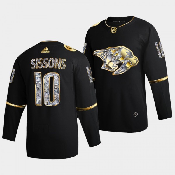 Colton Sissons Nashville Predators 2022 Stanley Cup Playoffs #10 Black Diamond Edition Authentic Jersey