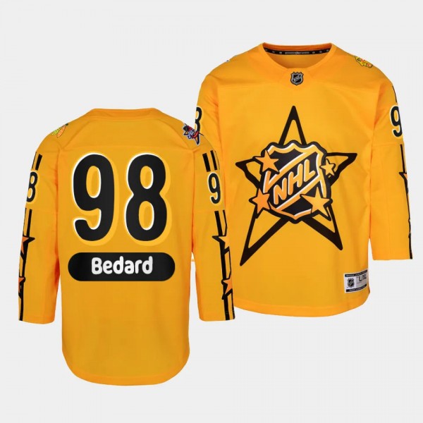 Chicago Blackhawks #98 Connor Bedard 2024 NHL All-Star Game Premier Yellow Youth Jersey