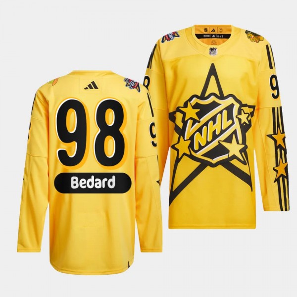 Connor Bedard Chicago Blackhawks 2024 NHL All-Star Game Yellow #98 drew house Primegreen Authentic Jersey Men's