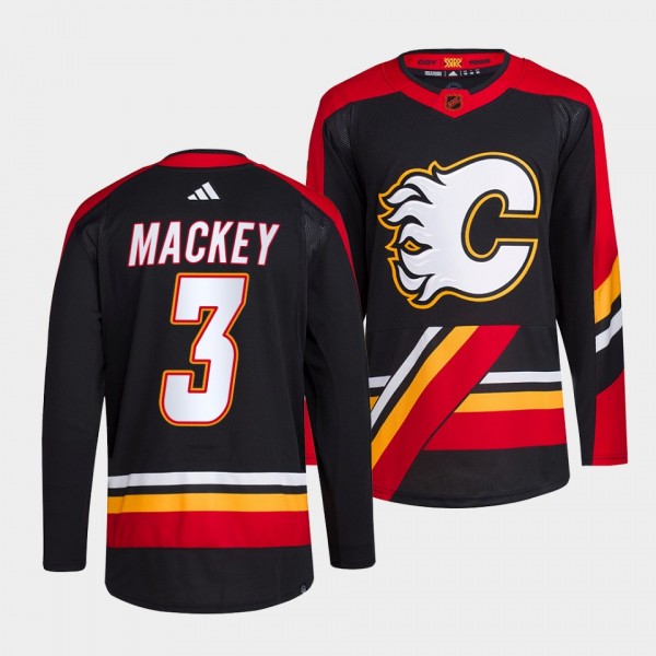 Connor Mackey Calgary Flames 2022 Reverse Retro 2.0 Black #3 Authentic Primegreen Jersey Men's
