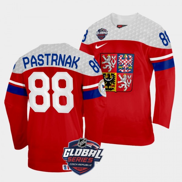 David Pastrnak 2022 NHL Global Series Czech Republic #88 Red Home Jersey Men