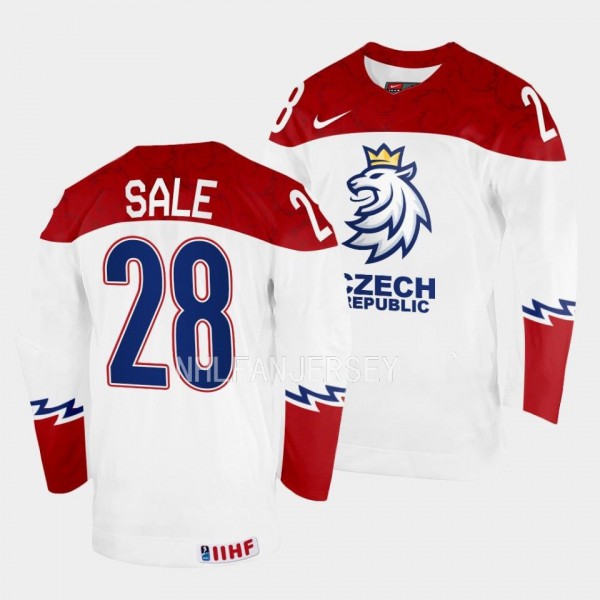 Czech Republic #28 Eduard Sale 2023 IIHF World Junior Championship Jersey White