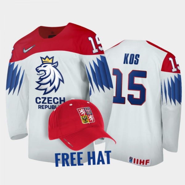 Jakub Kos Czechia Hockey White Free Hat Jersey 202...