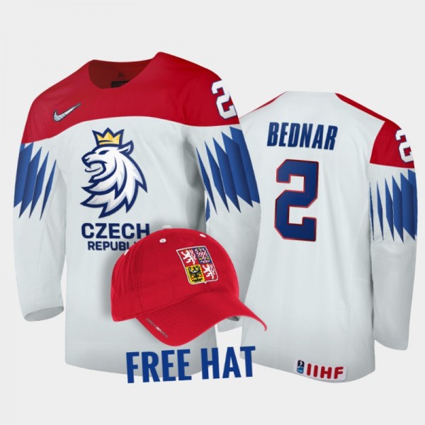 Jan Bednar Czechia Hockey White Free Hat Jersey 2022 IIHF World Junior Championship
