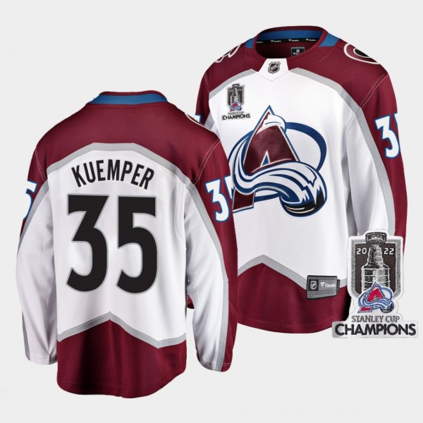 2022 Stanley Cup Champions Colorado Avalanche 35 Darcy Kuemper White Jersey Away