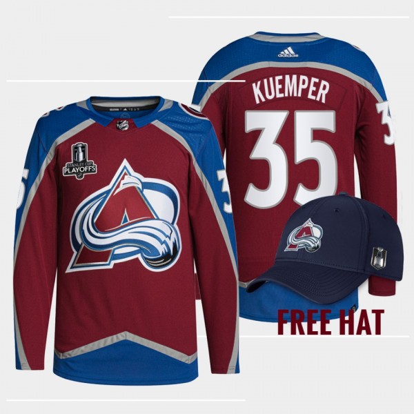 2022 Central Division Champions Darcy Kuemper Colorado Avalanche Authentic #35 Burgundy Jersey