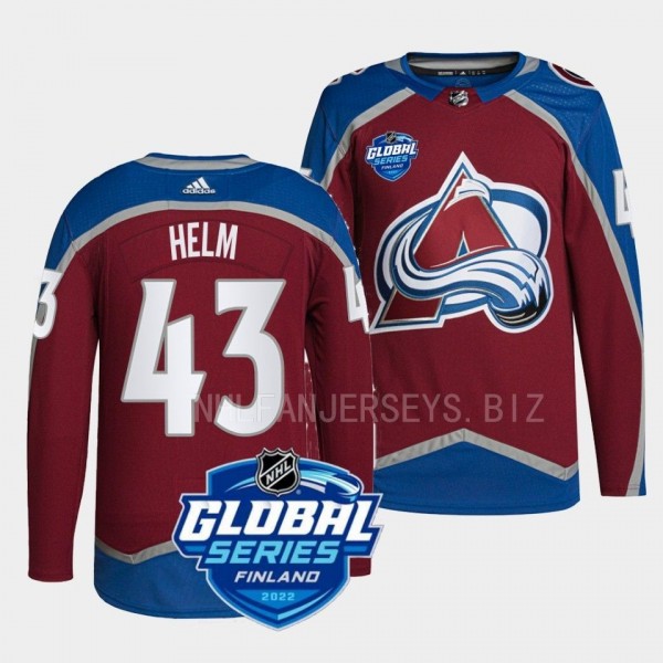 Colorado Avalanche 2022 NHL Global Series Darren Helm #43 Burgundy Authentic Jersey Men's