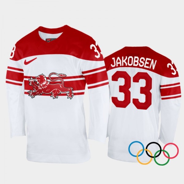 Julian Jakobsen Denmark Hockey White Home Jersey 2...