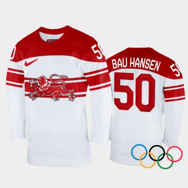Mathias Bau Hansen Denmark Hockey White Home Jerse...
