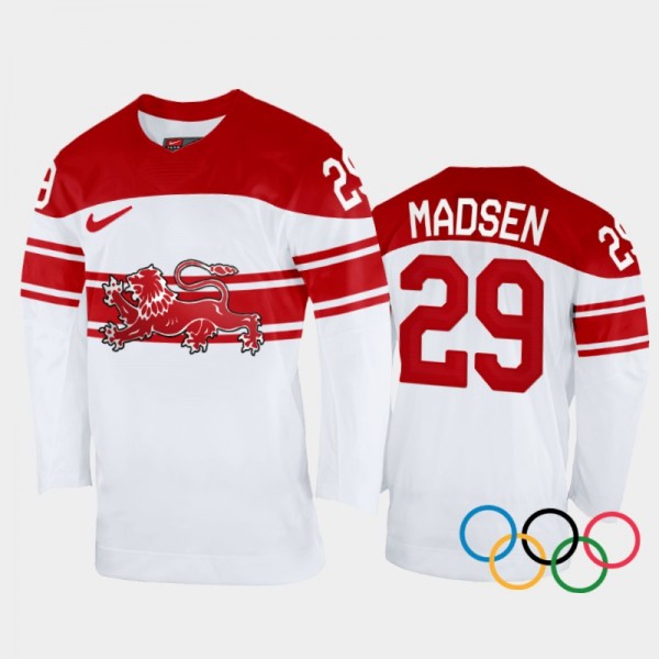 Morten Madsen Denmark Hockey White Home Jersey 202...