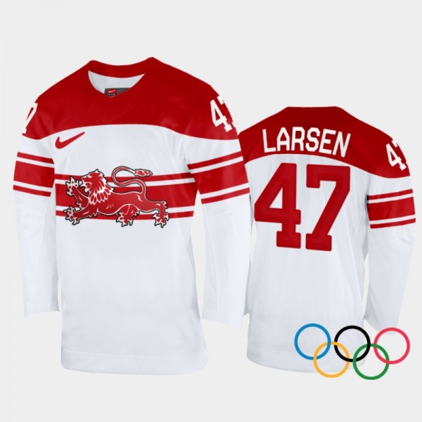 Oliver Larsen Denmark Hockey White Home Jersey 202...