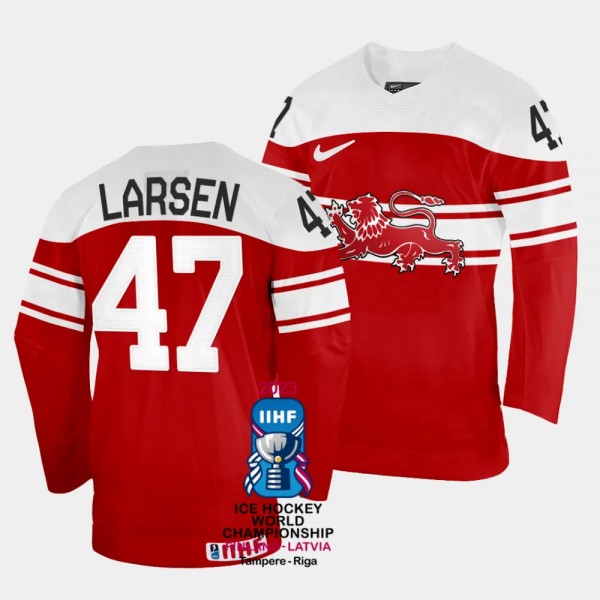 Denmark #47 Oliver Larsen 2023 IIHF World Champion...