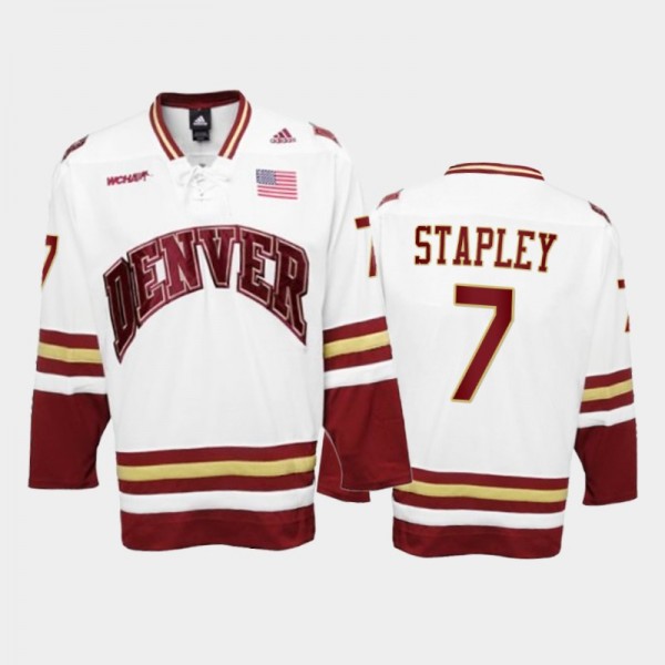Denver Pioneers Brett Stapley #7 College Hockey Wh...