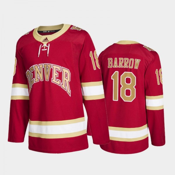 Denver Pioneers Ryan Barrow #18 College Hockey Red...