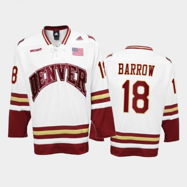 Denver Pioneers Ryan Barrow #18 College Hockey Whi...
