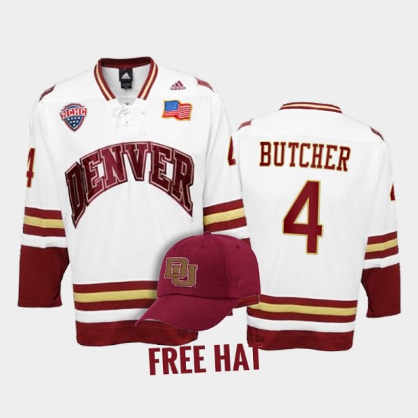 Denver Pioneers Will Butcher #4 College Hockey Whi...