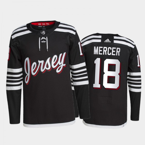 2021-22 New Jersey Devils Dawson Mercer Alternate Jersey Black Authentic Pro Uniform
