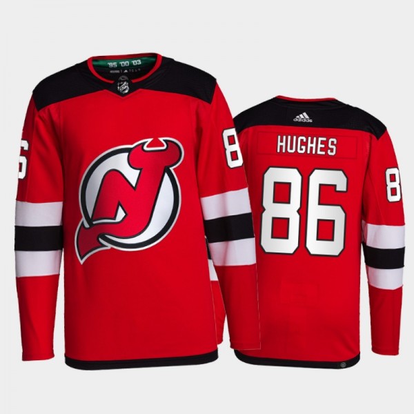 2021-22 New Jersey Devils Jack Hughes Primegreen Authentic Jersey Red Home Uniform