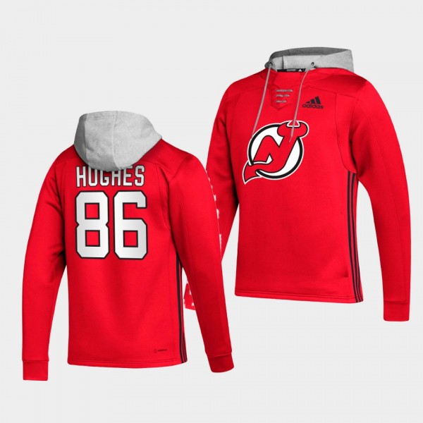 Jack Hughes New Jersey Devils Skate Red Lace-up Hoodie