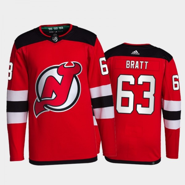 2021-22 New Jersey Devils Jesper Bratt Primegreen Authentic Jersey Red Home Uniform