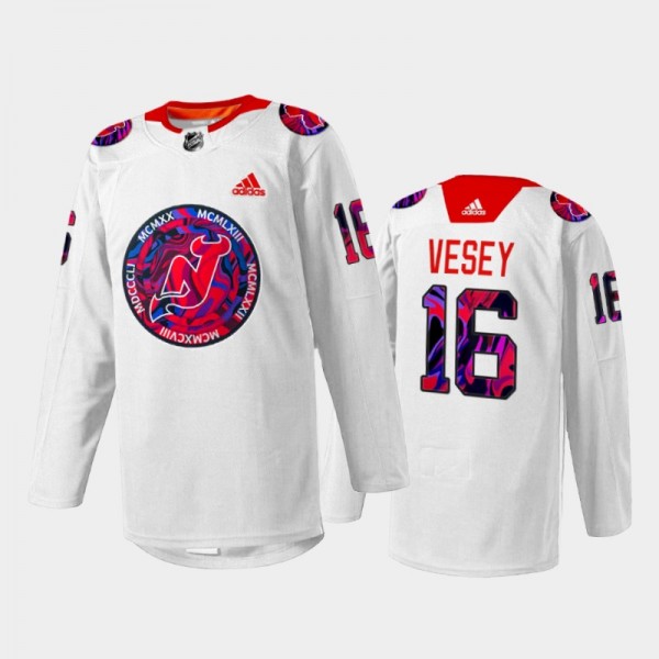 Jimmy Vesey New Jersey Devils Gender Equality Night Jersey White #16 Warm-up