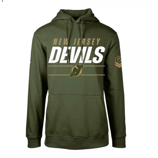New Jersey Devils Podium Men Olive Fleece Pullover...
