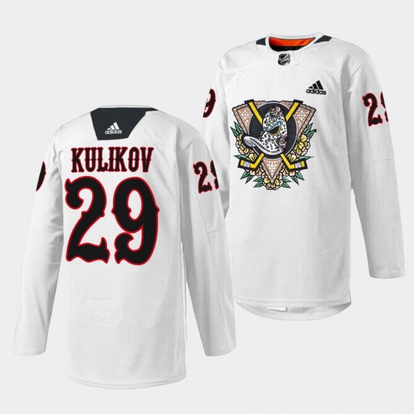 Anaheim Ducks 2022 Dia de Muertos Night Dmitry Kulikov #29 White Jersey Warmup