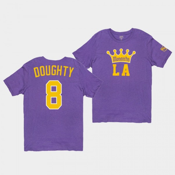 Drew Doughty #8 Los Angeles Kings Monarchs 1947 Hockey Purple T-Shirt