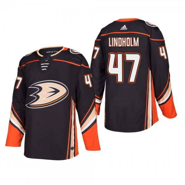 Men's Anaheim Ducks Hampus Lindholm #47 Home Black Authentic Player Cheap Jersey