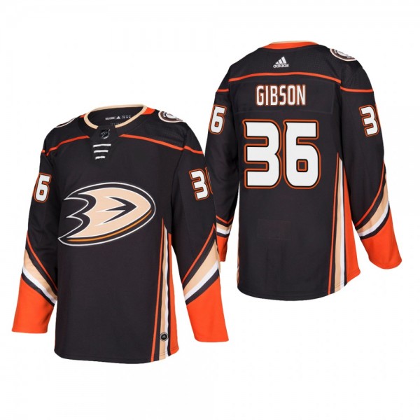 Men's Anaheim Ducks John Gibson #36 Home Black Aut...