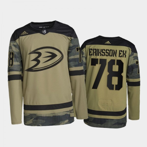 Olle Eriksson Ek Anaheim Ducks Military Appreciation Jersey Camo #78 Authentic Practice
