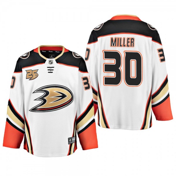 Men's Anaheim Ducks Ryan Miller #30 Away White Bre...