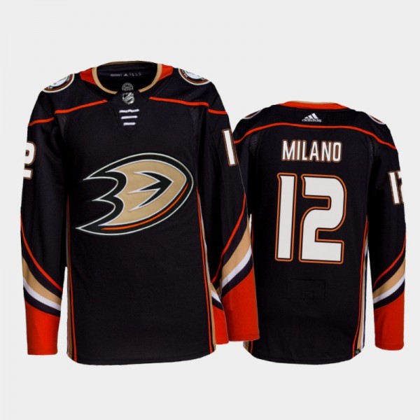 Sonny Milano Anaheim Ducks Home Jersey 2021-22 Black #12 Authentic Primegreen Uniform