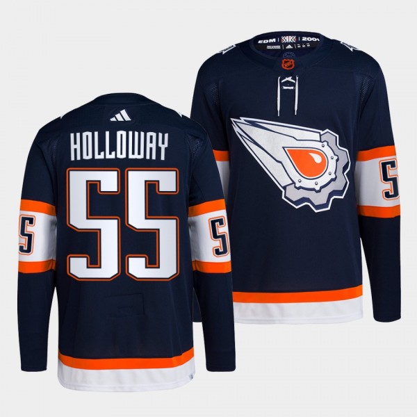 Reverse Retro 2.0 Edmonton Oilers Dylan Holloway #55 Navy Authentic Primegreen Jersey 2022