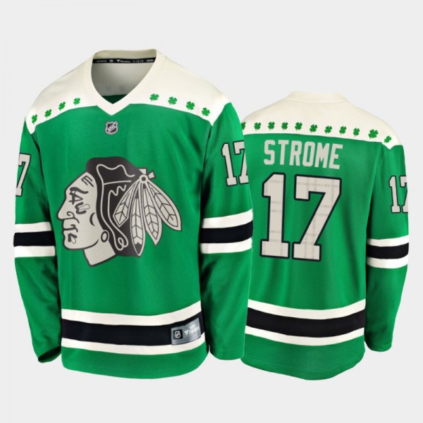 Fanatics Dylan Strome #17 Blackhawks 2020 St. Patrick's Day Replica Player Jersey Green