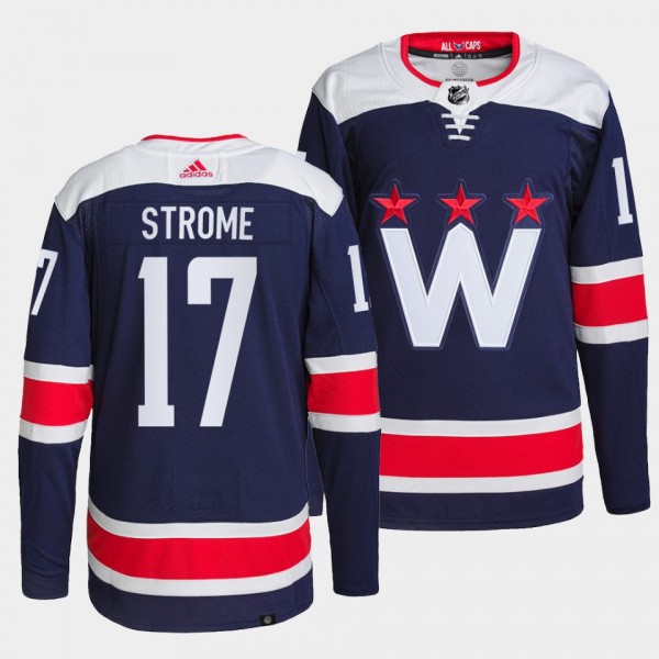Dylan Strome #17 Capitals Alternate Navy Jersey 2022 Primegreen Authentic