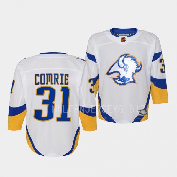 Buffalo Sabres Eric Comrie 2022 Special Edition 2.0 White #31 Youth Jersey Retro