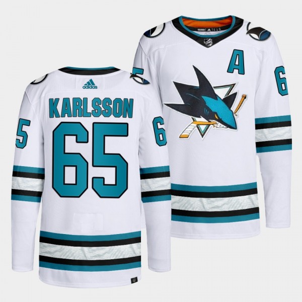 Erik Karlsson #65 San Jose Sharks 2022-23 Away White Jersey Primegreen Authentic