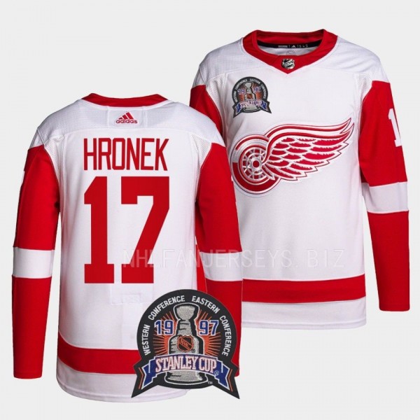 Detroit Red Wings 25th Anniversary Filip Hronek #17 Red Authentic Pro Jersey Men's