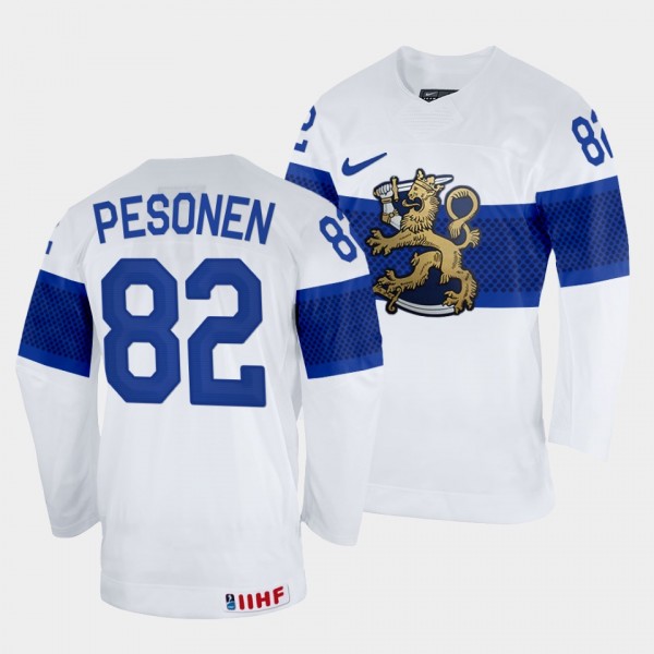 Harri Pesonen 2022 IIHF World Championship Finland Hockey #82 White Jersey Home