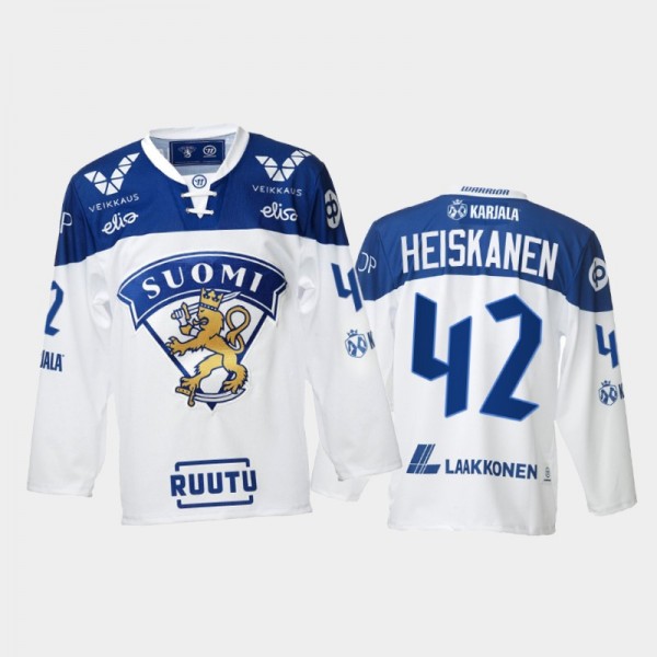 Finland Team Miro Heiskanen 2021-22 Home White Hoc...