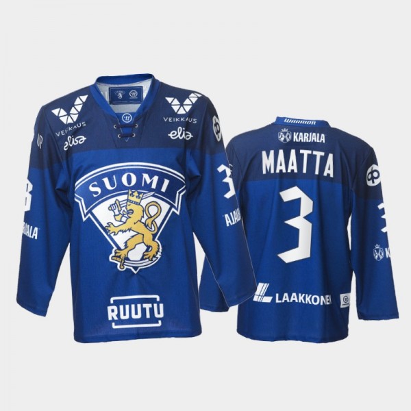 Olli Maatta Finland Team Blue Hockey Jersey 2021-2...