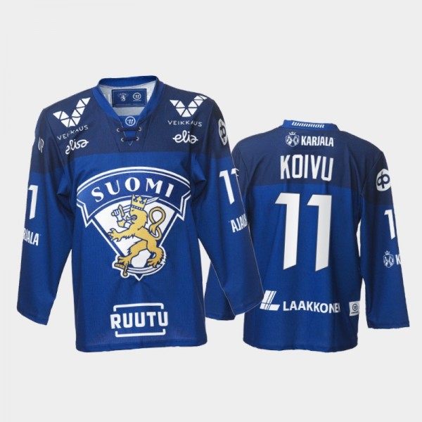 Saku Koivu Finland Team Blue Hockey Jersey 2021-22 Away