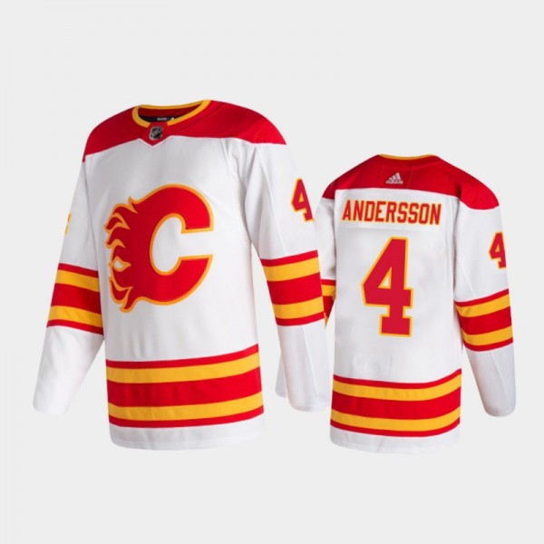Calgary Flames Rasmus Andersson #4 Away White 2020...