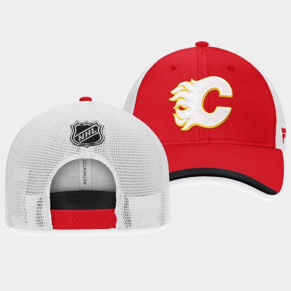 Calgary Flames Authentic Pro Red Locker Room Trucker Snapback Hat