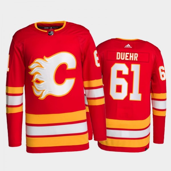 Walker Duehr Calgary Flames Authentic Pro Jersey 2021-22 Red #61 Home Uniform