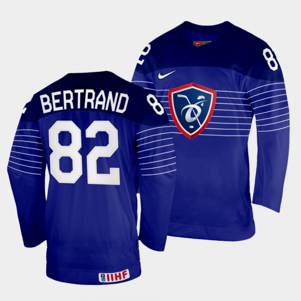 Charles Bertrand 2022 IIHF World Championship France Hockey #82 Navy Jersey Away