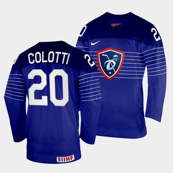 Fabien Colotti 2022 IIHF World Championship France Hockey #20 Navy Jersey Away