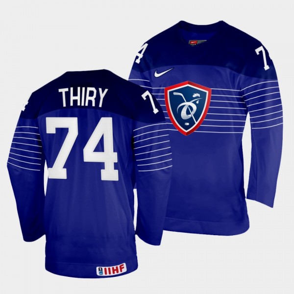 Thomas Thiry 2022 IIHF World Championship France Hockey #74 Navy Jersey Away