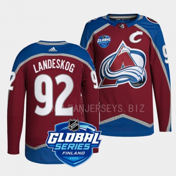 Colorado Avalanche 2022 NHL Global Series Gabriel Landeskog #92 Burgundy Authentic Jersey Men's